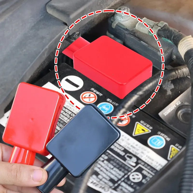 2/4pcs Car Battery Terminal Covers Positive Negative Top Post Cap Protection Insulate Case Battery Wire Connectors Rubber Caps