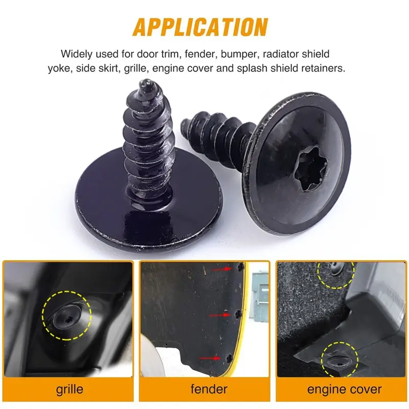 100-20PCS Car Body Screws for VW Golf Metal Self Tapping Screw Rivet Black Fastener Bolt Cross Self Tapping Phillips Screws