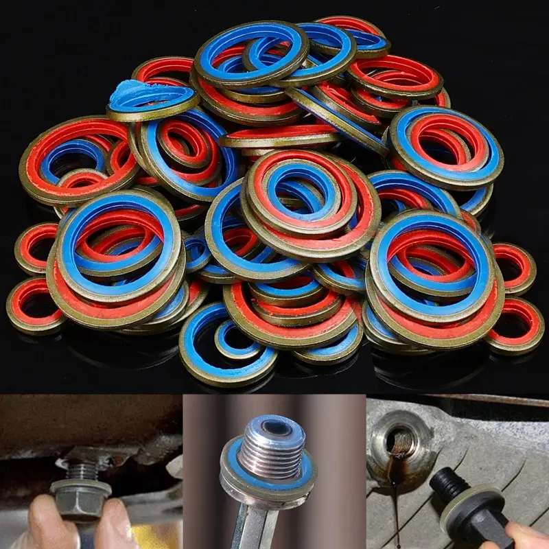 Car Oil Drain Plug Gasket Car Engine Combination Gasket Repair Kit Rubber Metal Seal O-Ring Bonded Washer M6-M20 Accessories