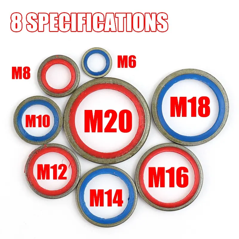 Car Oil Drain Plug Gasket Car Engine Combination Gasket Repair Kit Rubber Metal Seal O-Ring Bonded Washer M6-M20 Accessories