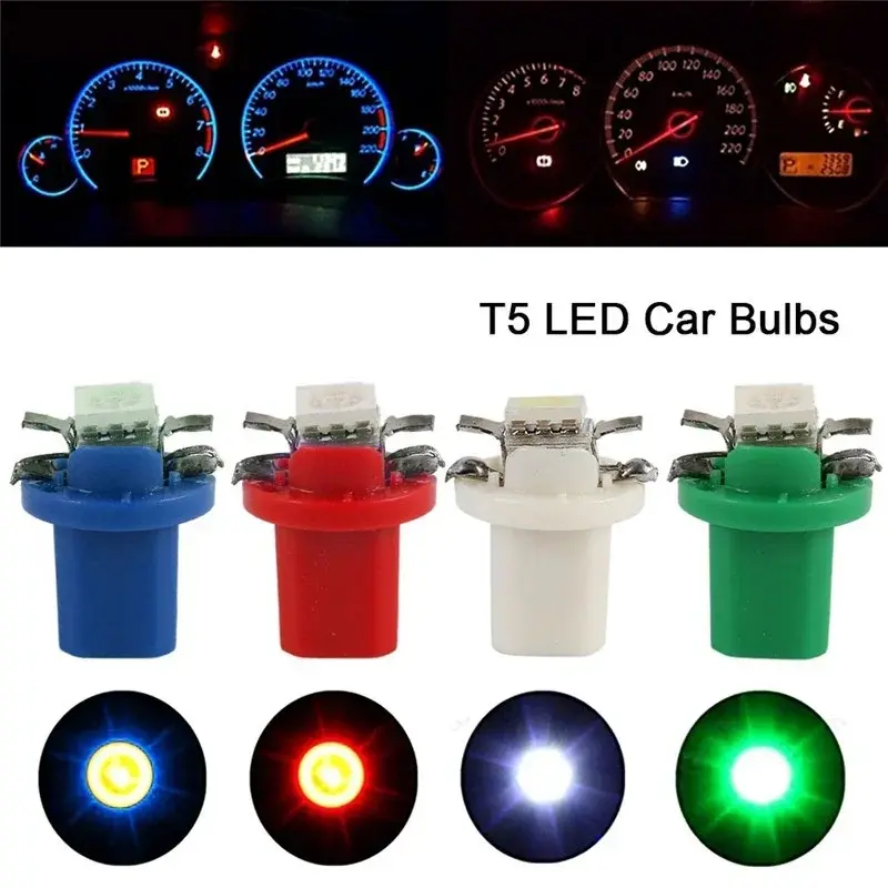 10Pcs T5 B8.5D 5050 SMD White Light Car LED Dashboard Dash Lamp High Brightness White Light 12V Instrument Light Bulb