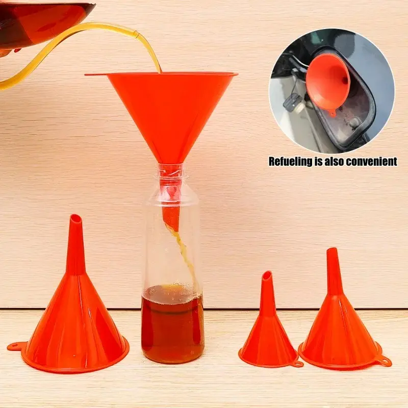 4pcs Car Plastic Funnels Refueling Car Long Stem Funnel Gasoline Oil Fuel Filling Tool Car for Motorcycle Farm Machine Funnel