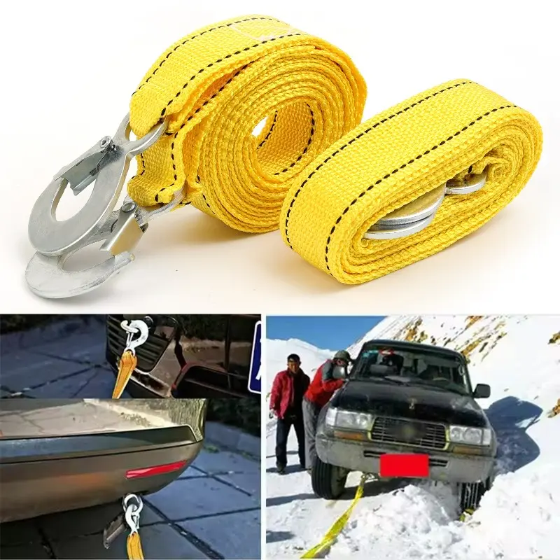 3M Car Tow Cable Heavy Duty 3Ton Trailer Rope Towing Pull Rope Strap Hooks Van Road Recovery Towing Ropes Car Accessories
