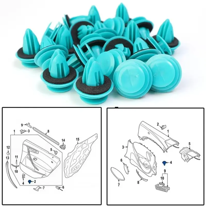 Green Nylon Retaining Clip for Toyota Bumper Door Buckle Car Interior Accessories Auto Vehicle Retainer Fastener Rivet 20-100pcs