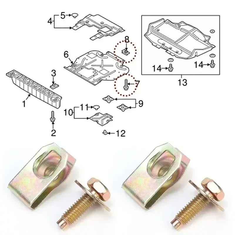 Self-tapping Screw Fasteners Car Body Bolts U-nut Clip M6 Engine Cover Splash Shield Bumper Fender Liner Fastener Rivet Screw
