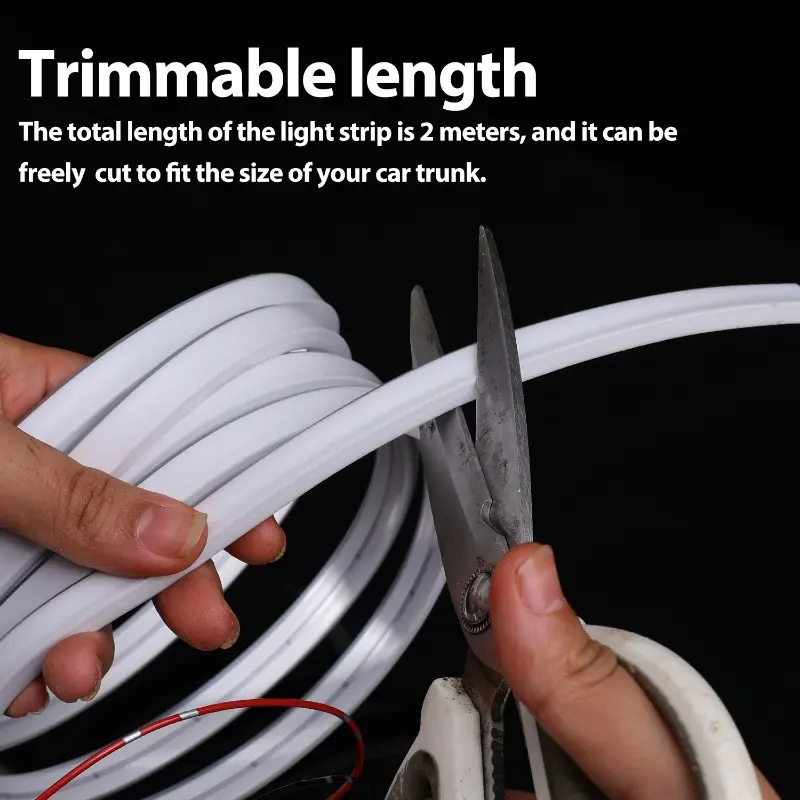 Flexible LED Ambient Light Strip 2m DC12V Universal for Cars After Trunk Frunk Silicone Interior Car Decorative Lamp DIY Lamp