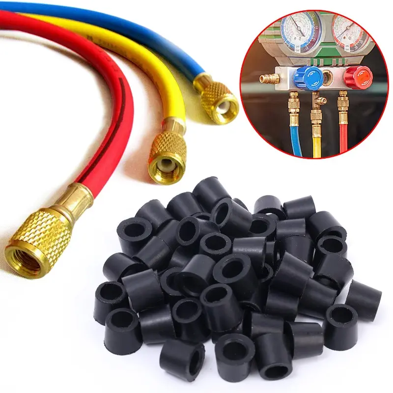 200-50PCS Rubber Gasket Air Conditioning 1/4 Inch Charging Hose Valve Gasket Manifold Repair Seal Replacement Car Accessories