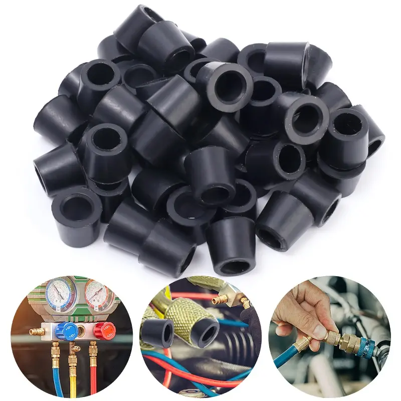 200-50PCS Rubber Gasket Air Conditioning 1/4 Inch Charging Hose Valve Gasket Manifold Repair Seal Replacement Car Accessories