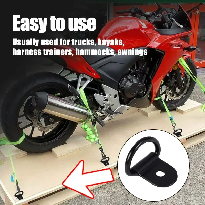 Black D Shape Tie Down Anchor Rings Iron Stainless Steel Cargo Tie Down Ring for Car Truck Trailers RV Boats
