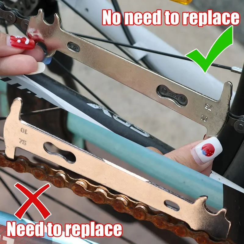 Bike Chain Wear Indicator Chain Checker Gauge Measure Repair Tool Ruler for Road Mountain Motorcycle Bicycle Chain Test Caliper
