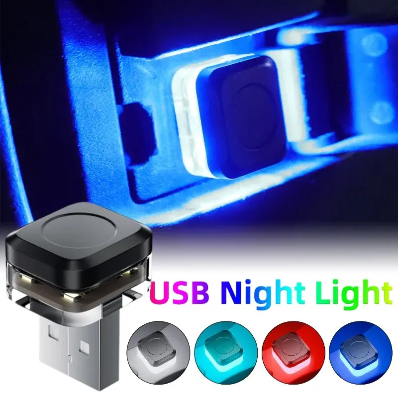 Mini USB LED Night Lights Car Interior Atmosphere Lamp Auto Decoration Ambient Lighting LED Neon Bulb Car 5V Plug and Play