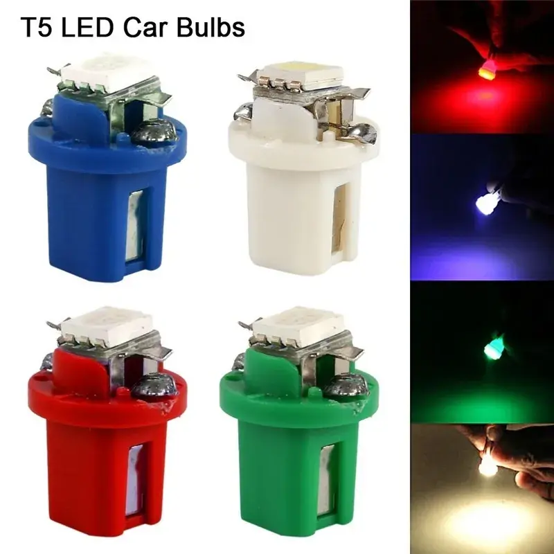 10PCS T5 B8.5d LED Light Car Dashboard Bulbs Cars Interior Instrument Panels Lamp Accessories Wedge Dash Side Switch Lamps 12V