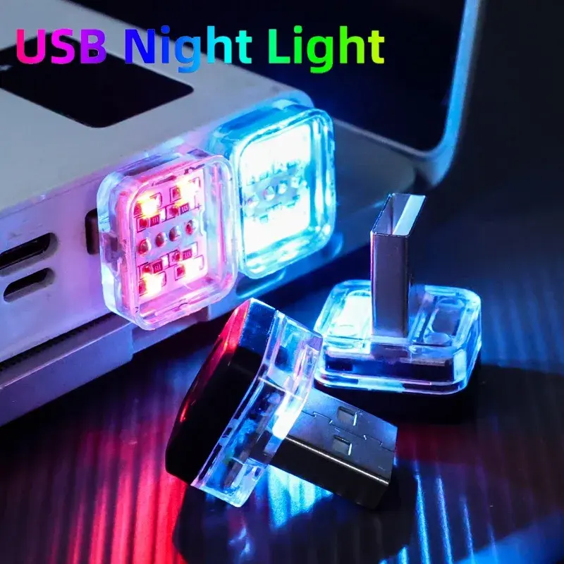 Mini USB LED Night Lights Car Interior Atmosphere Lamp Auto Decoration Ambient Lighting LED Neon Bulb Car 5V Plug and Play