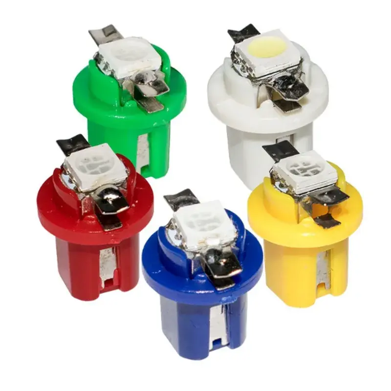 10PCS T5 B8.5d LED Light Car Dashboard Bulbs Cars Interior Instrument Panels Lamp Accessories Wedge Dash Side Switch Lamps 12V
