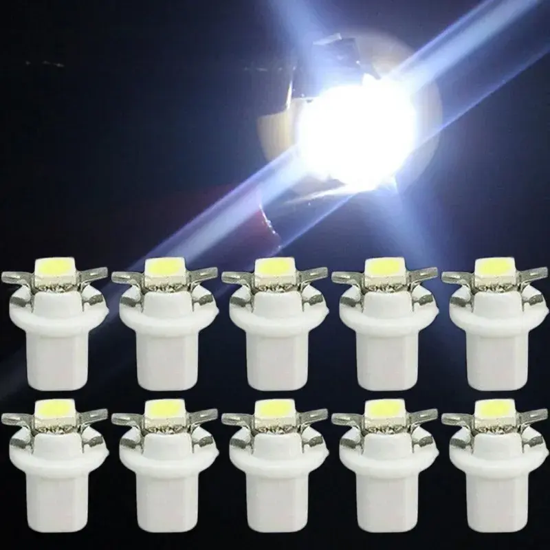 10PCS T5 B8.5d LED Light Car Dashboard Bulbs Cars Interior Instrument Panels Lamp Accessories Wedge Dash Side Switch Lamps 12V