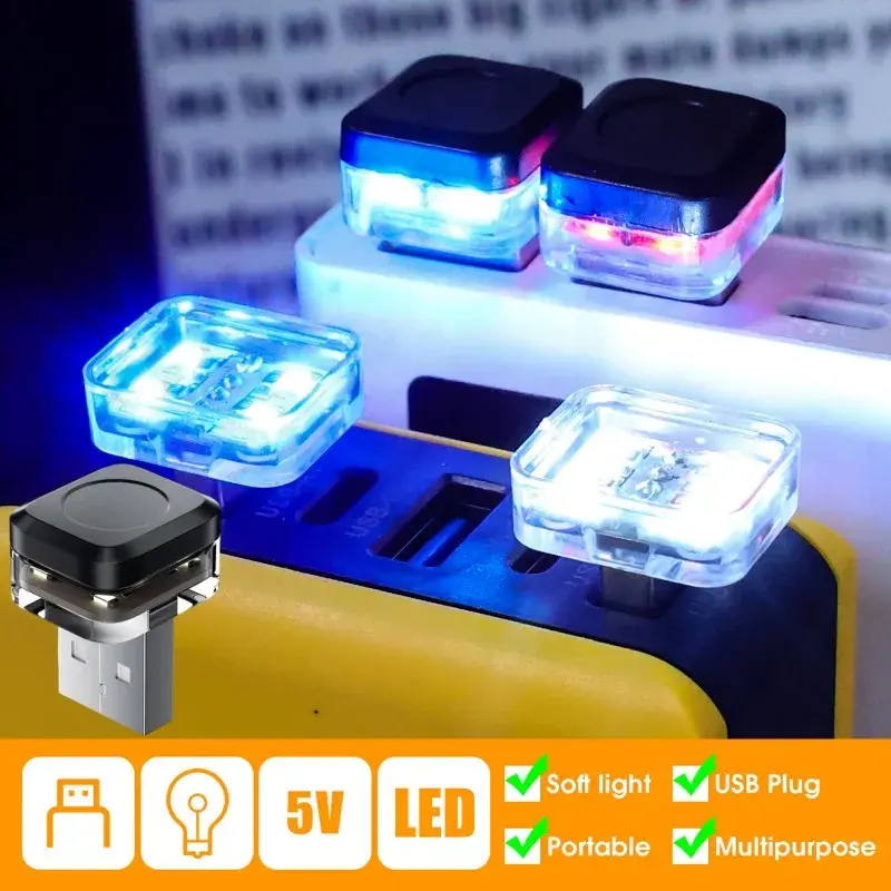 Mini USB LED Night Lights Car Interior Atmosphere Lamp Auto Decoration Ambient Lighting LED Neon Bulb Car 5V Plug and Play