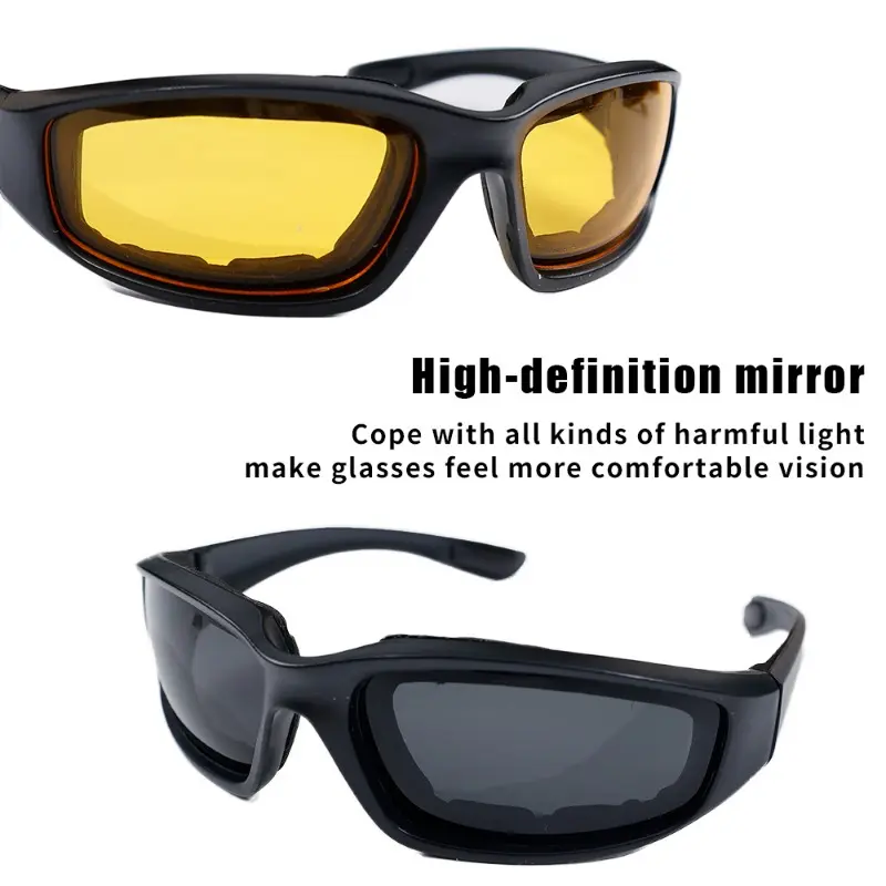 Yellow Lens Sunglassese for Driving Anti-UV Motorcycle Riding Glasses Padding Goggles Universal Outdoor Sports Women Sunglasses