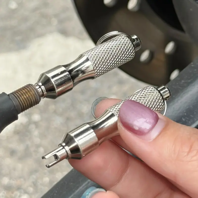 Universal Tire Repair Screwdriver Stainless Steel Antirust Tire Valve Wrench with Key Ring Tire Repair Tools for Car Motorcycle