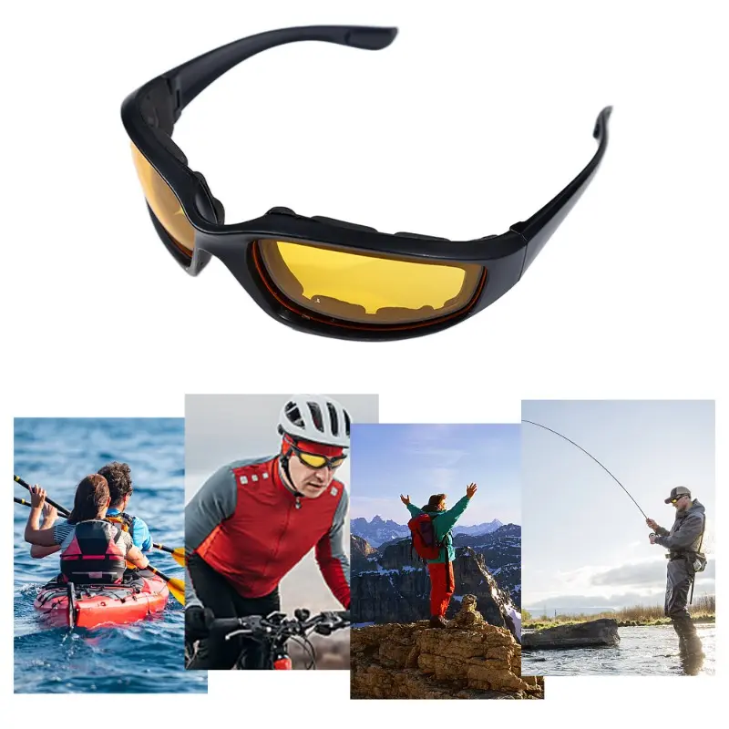 Yellow Lens Sunglassese for Driving Anti-UV Motorcycle Riding Glasses Padding Goggles Universal Outdoor Sports Women Sunglasses