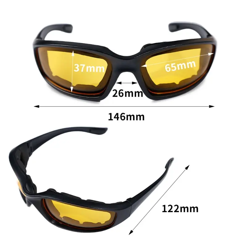 Yellow Lens Sunglassese for Driving Anti-UV Motorcycle Riding Glasses Padding Goggles Universal Outdoor Sports Women Sunglasses