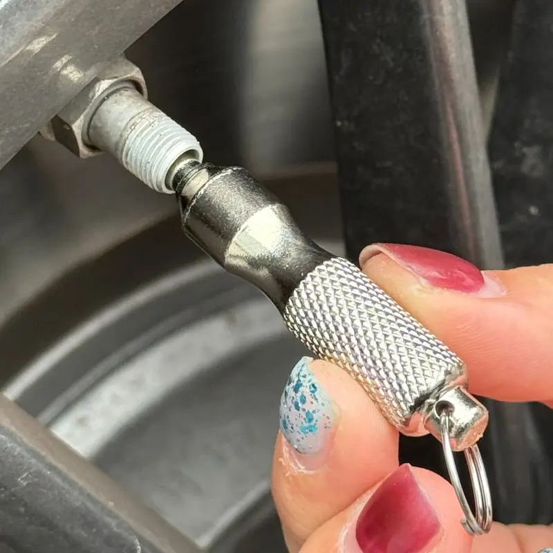 Universal Tire Repair Screwdriver Stainless Steel Antirust Tire Valve Wrench with Key Ring Tire Repair Tools for Car Motorcycle