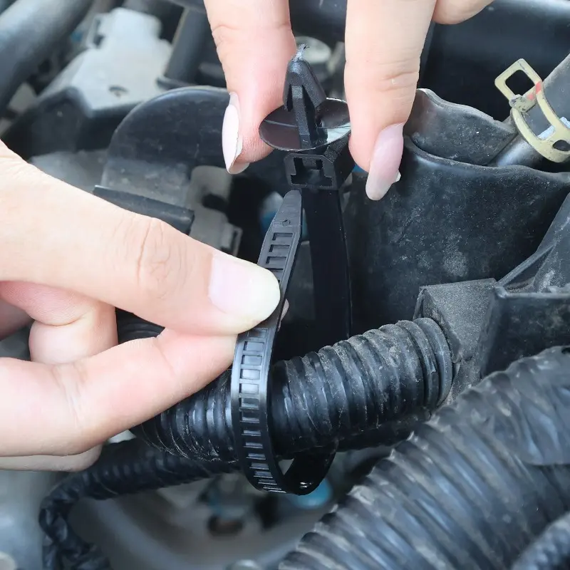 Car Wiring Harness Fasteners Universal Nylon Aircraft Head Tie Cable Clamps Management Wiring Machine for Pipe Fixing
