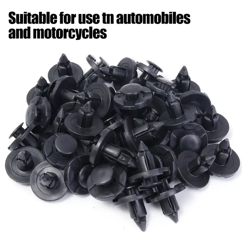 100-10pcs 8mm Diameter Car Bumper Black Vehicle Door Panel Fender Liner Clips Retainer Plastic Auto Fasteners Rivets Clip