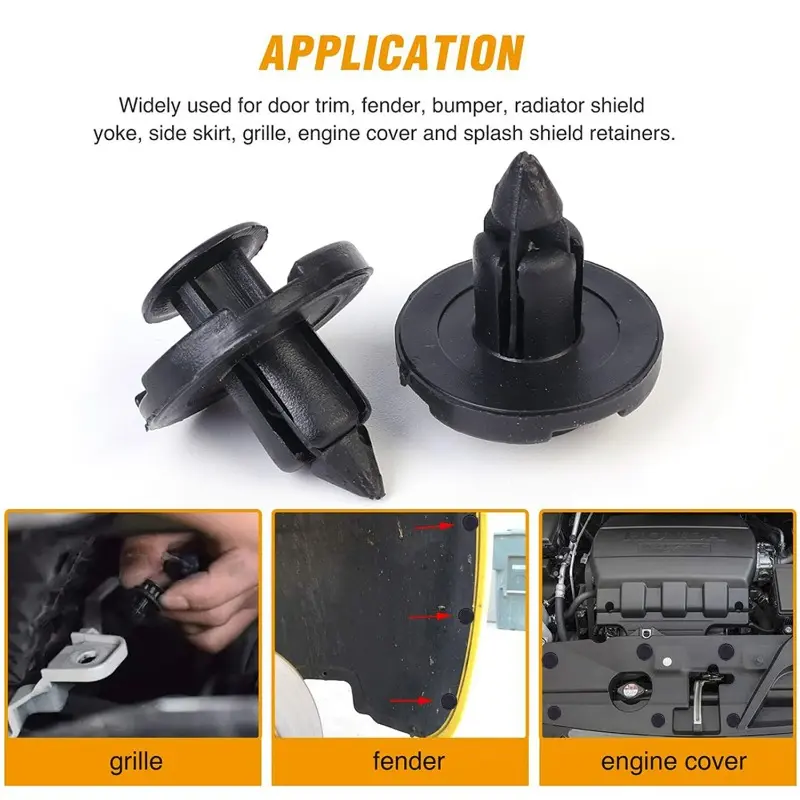 Auto Bumper Clips 8mm Black Plastic Rivets Fasteners for Car Door Panel Fender Liner Repair Tools 20/40/60/80/100pcs