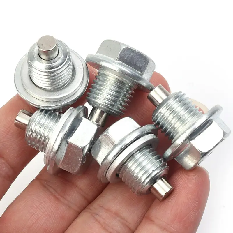 M14*1.5 Car Engine Oil Pan Drain Plug Bolt Silver with Washer Magnetic Oil Drain Screws Seal Ring for Modern Kia Accessories
