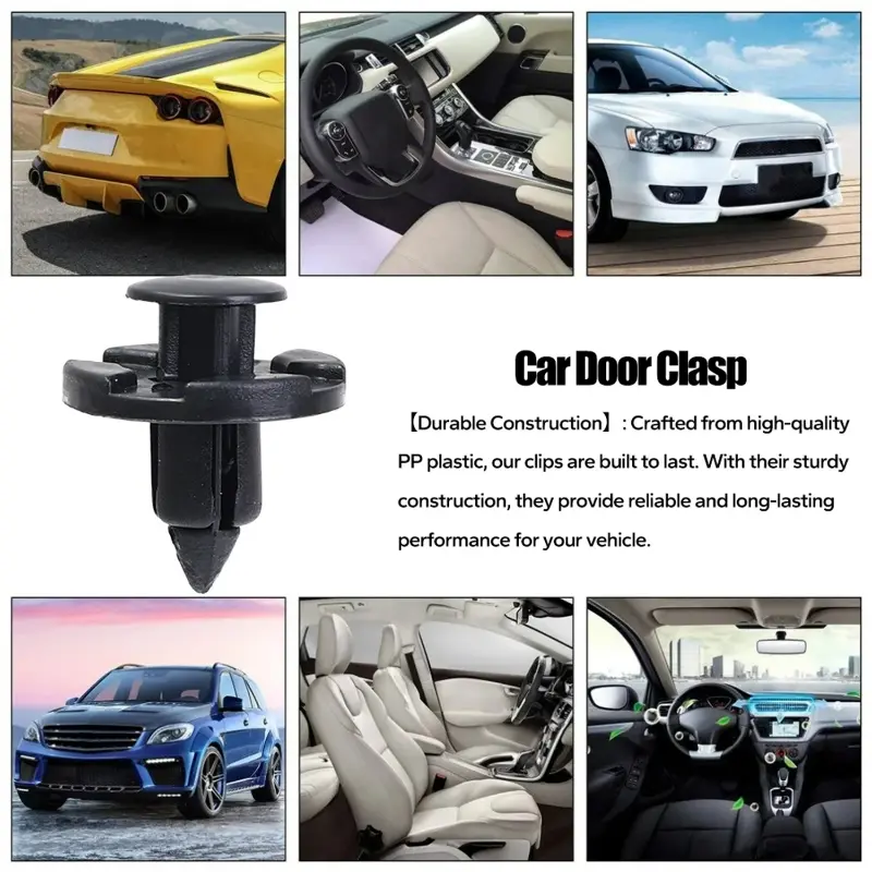 100-10pcs 8mm Diameter Car Bumper Black Vehicle Door Panel Fender Liner Clips Retainer Plastic Auto Fasteners Rivets Clip