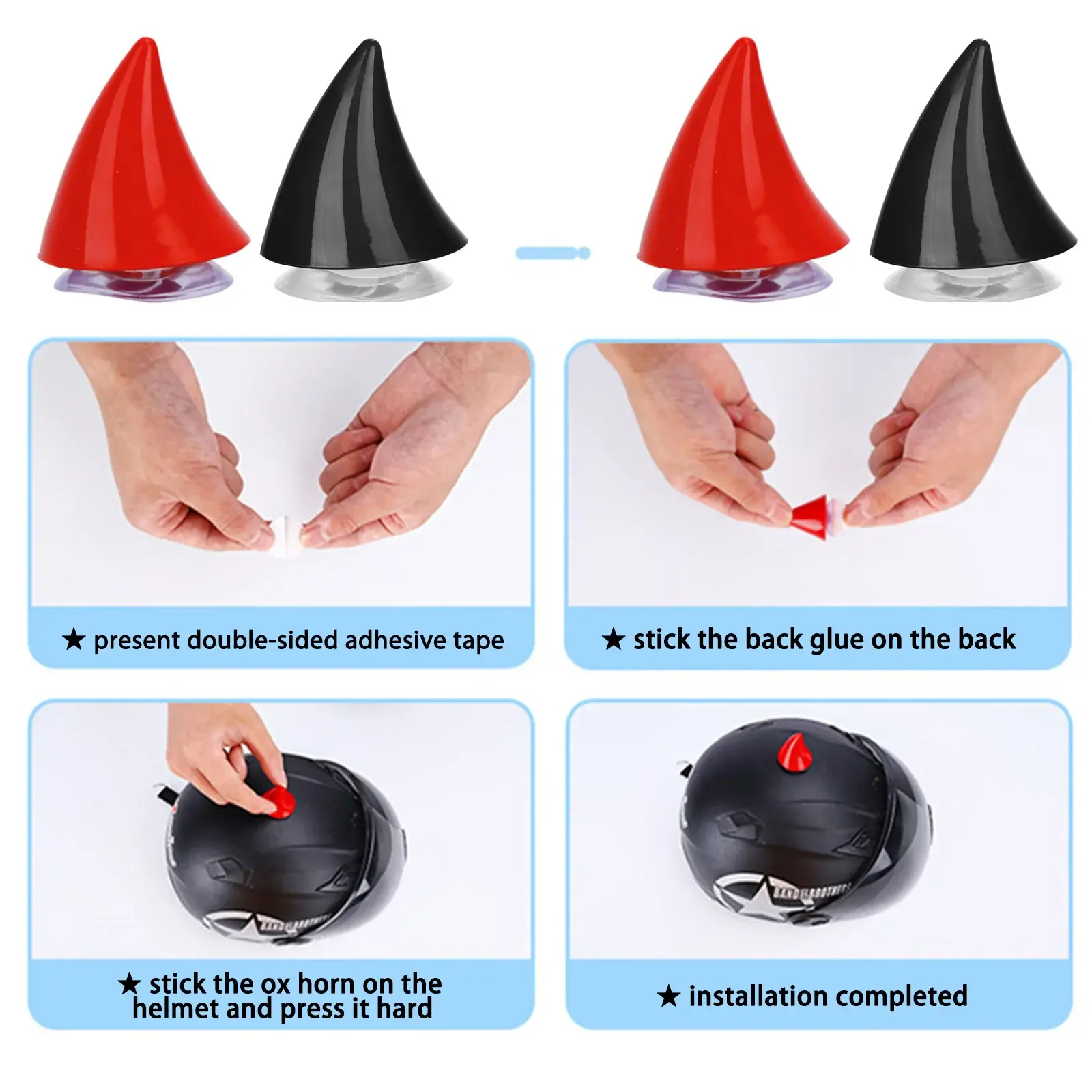 2-1pcs Helmet Short Devil Horns Decoration Stickers Motorcycle Bicycle Helmet Styling DIY Rubber Decor Headwear Accessories