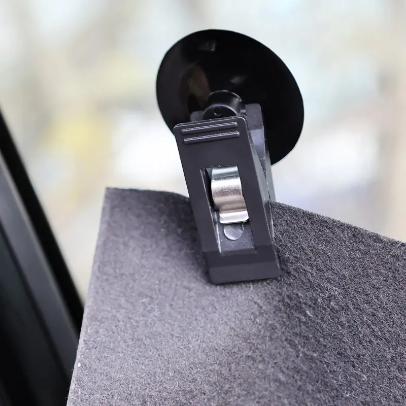 Car Interior Window Clip Mount Black Suction Cap Clip Plastic Sucker Removable Holder for Sunshade Curtain Towel Ticket