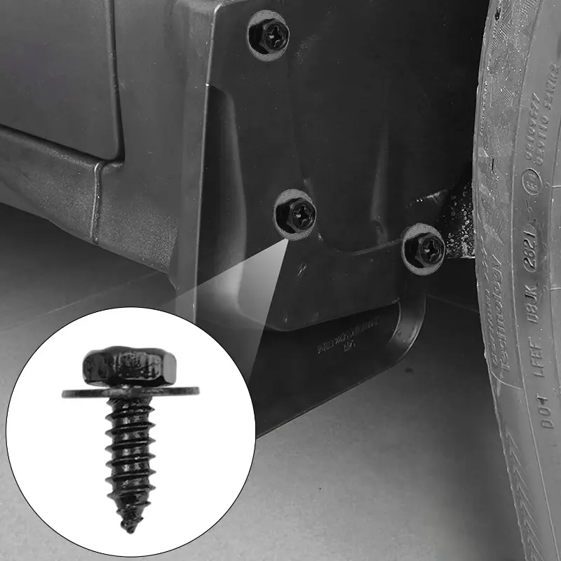 Black Car Bumper Fender Fastener Clip Hex Head Self Tapping Screws Universal Auto Fender Splash Seal Guards Rivet Clip Screws