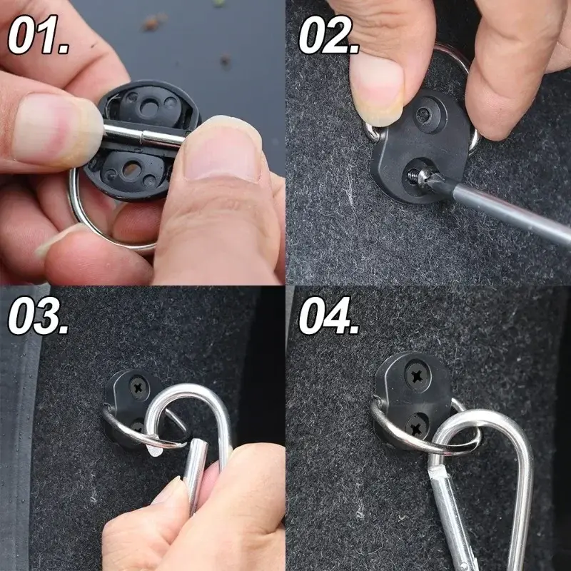 12 sets Fixed Hooks for Car Trunk Mesh Pocket Hanging Loop  Split Ring Hook Luggage Cargo Floor Net Fixing Kit Auto Accessories
