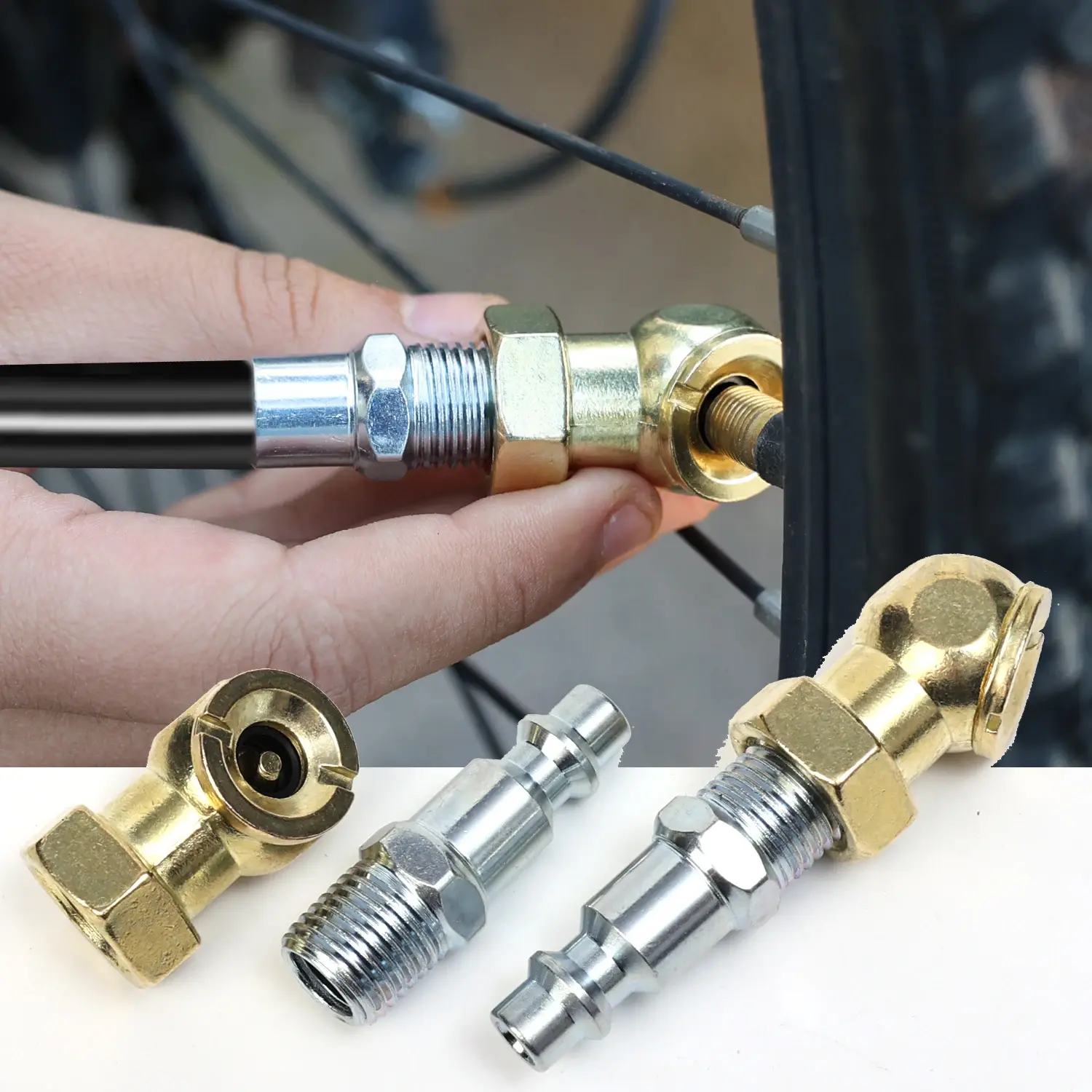Ball Inflator Air Chuck Set Brass 1/4NPT Air Compressor Tire Inflator Attachment Inflator for Car Truck Quick Gas Pipe Bicycle