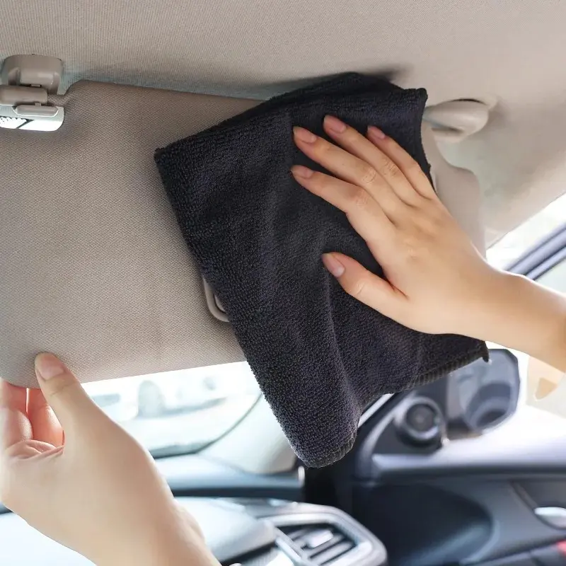 1-10pcs Black Towel Car Wipe Towel Microfibre Car Cleaning Rags Thickened Absorbent Household Kitchen Towel Super Absorbent Rags