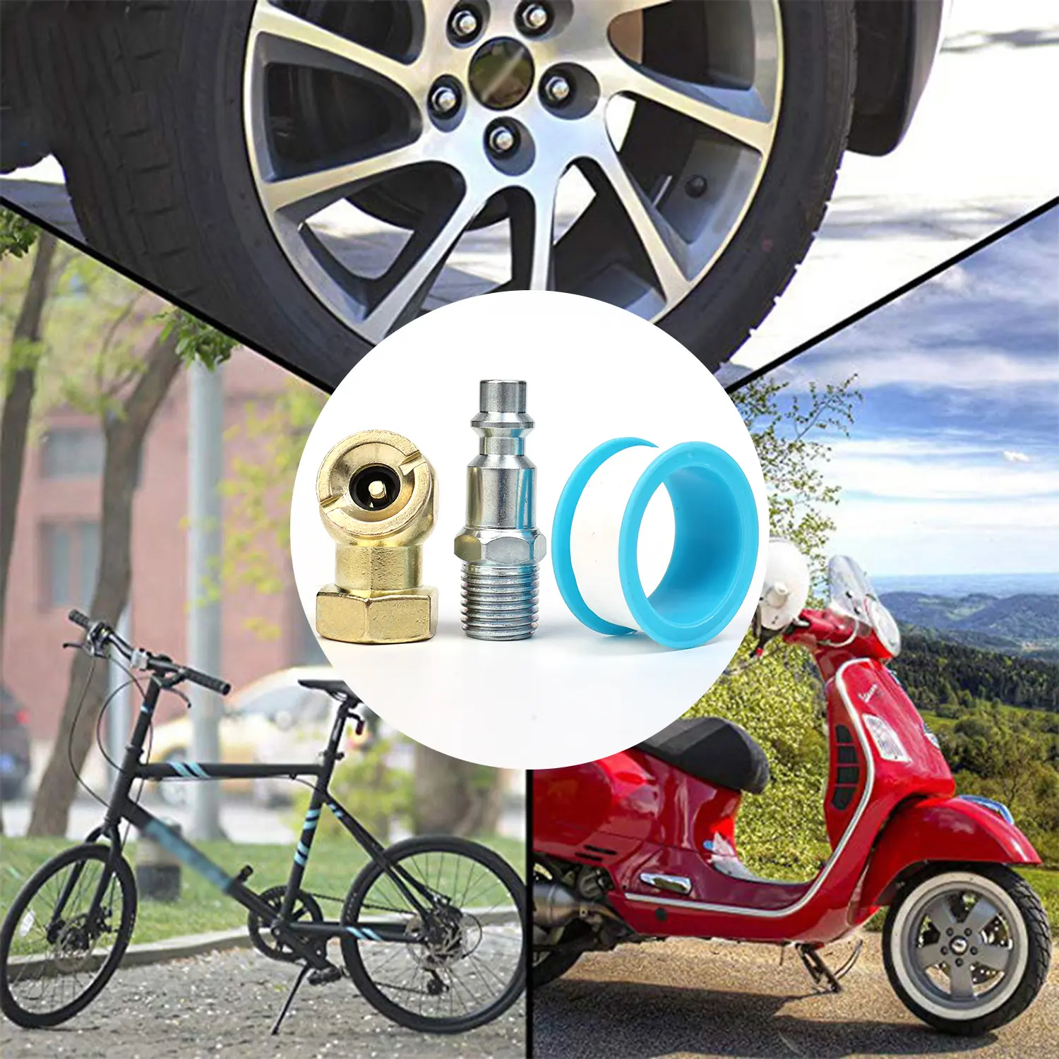 Ball Inflator Air Chuck Set Brass 1/4NPT Air Compressor Tire Inflator Attachment Inflator for Car Truck Quick Gas Pipe Bicycle