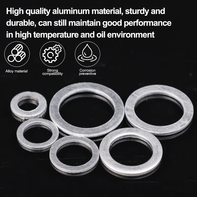 100pcs M6-M16 Car Sealing Gasket Aluminum Screw Washer Auto Engine Bottom Oil Drain Screw Sealing Gasket Accessories