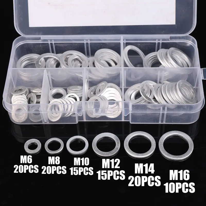 100pcs M6-M16 Car Sealing Gasket Aluminum Screw Washer Auto Engine Bottom Oil Drain Screw Sealing Gasket Accessories