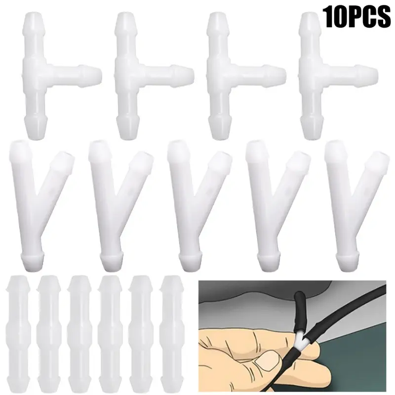 10-30x Car Wiper Spray Pipe Joint T Y I Type Windshield Washer Pipe Nozzle Wiper Cleaning Water Hose Tube Joint Car Accessories