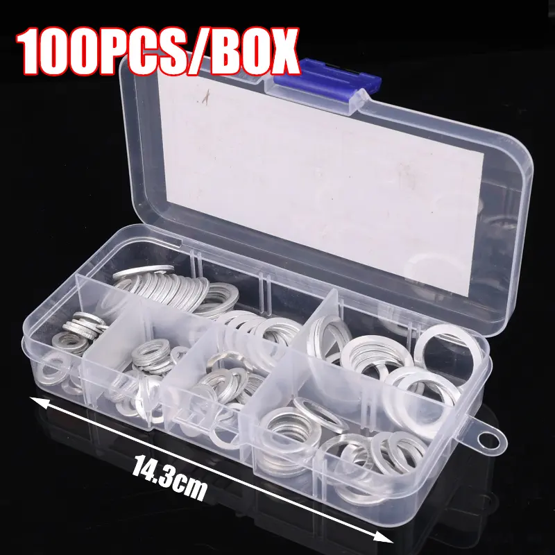100pcs M6-M16 Car Sealing Gasket Aluminum Screw Washer Auto Engine Bottom Oil Drain Screw Sealing Gasket Accessories