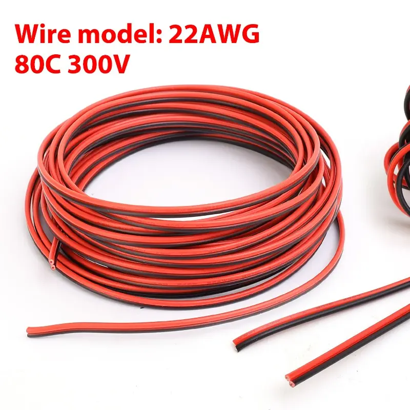 20Meter 2PIN Electrical Wire Tinned Copper PVC Insulated Cable Car Anti-theft Single Color LED Strip Light Extension Wire 22AWG