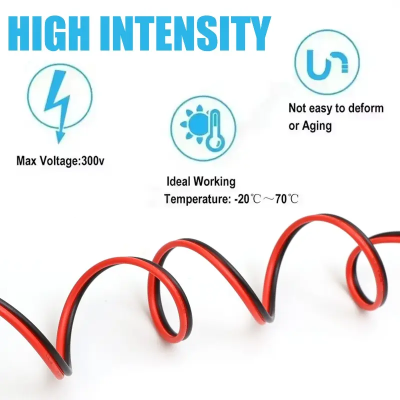 20Meter 2PIN Electrical Wire Tinned Copper PVC Insulated Cable Car Anti-theft Single Color LED Strip Light Extension Wire 22AWG