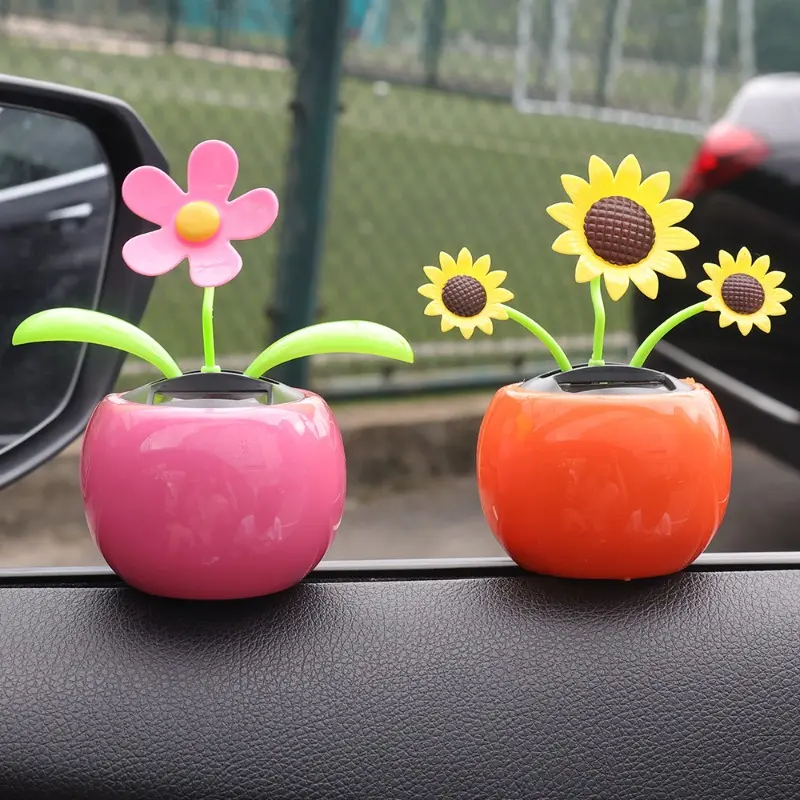 Car Solar Swinging Sunflower Decoration Cute Bee Sunflower Flower Toy Car Interior Decoration Styling Home Ornaments Accessories