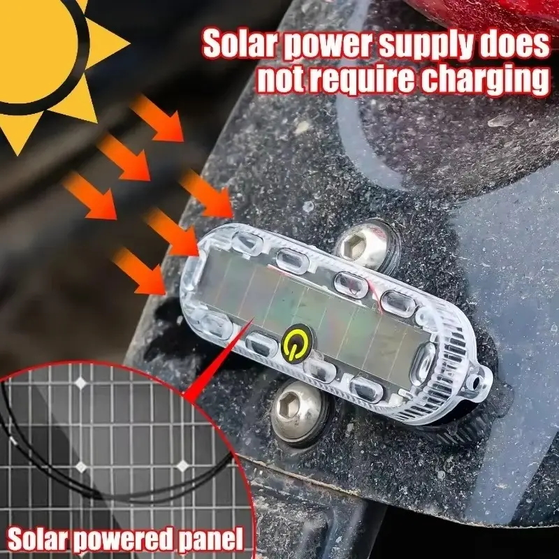 Wireless LED Solar Strobe Light Waterproof for Motorcycle Car Bike Truck Anti-collision Warning Light Signal Lamp 1/2pcs