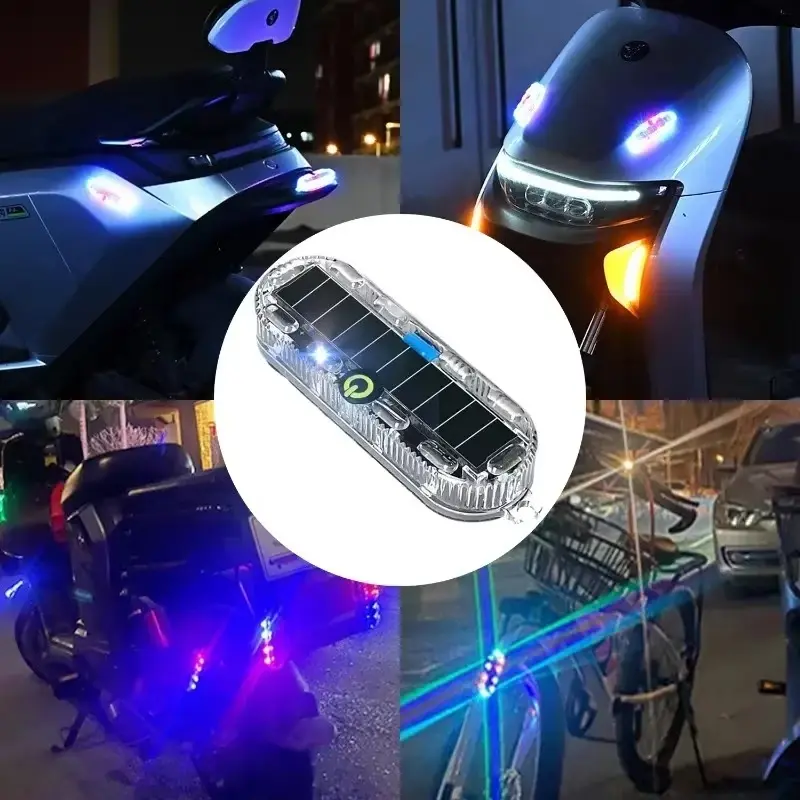Wireless LED Solar Strobe Light Waterproof for Motorcycle Car Bike Truck Anti-collision Warning Light Signal Lamp 1/2pcs