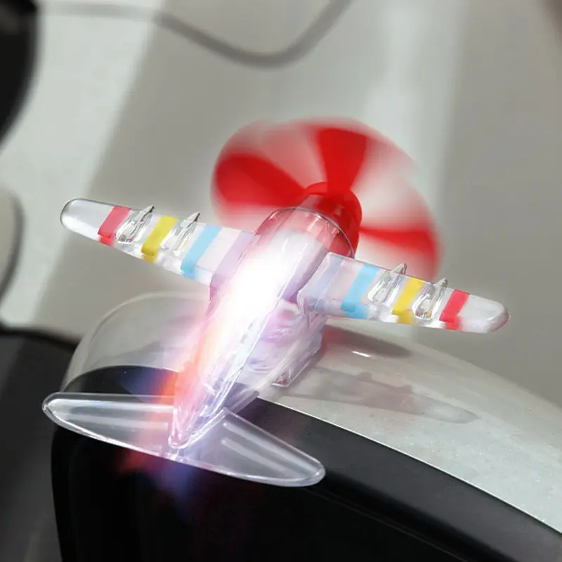 Wind Power LED Light Motorcycle Safe Riding Airplane Ornament for Motorcycles Handbar Car Rearview Mirror Decoration Accessories