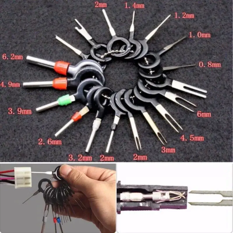 26/18/11Pcs Car Terminal Removal Repair Tools Electrical Wiring Crimp Connector Pin Extractor Kit Keys Automotive Plug Pullers