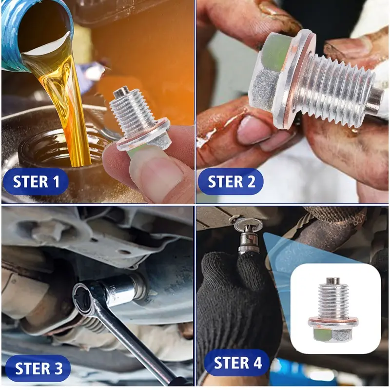 Magnetic Oil Drain Plug M14x1.5 Neodymium Magnet Stainless Steel Bolt for Honda Hyundai Volkswagen Kia Heavy Duty Oil Plug