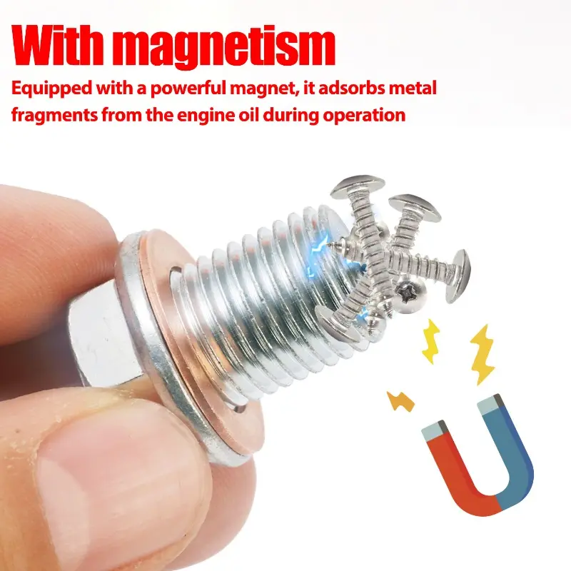 Magnetic Oil Drain Plug M14x1.5 Neodymium Magnet Stainless Steel Bolt for Honda Hyundai Volkswagen Kia Heavy Duty Oil Plug
